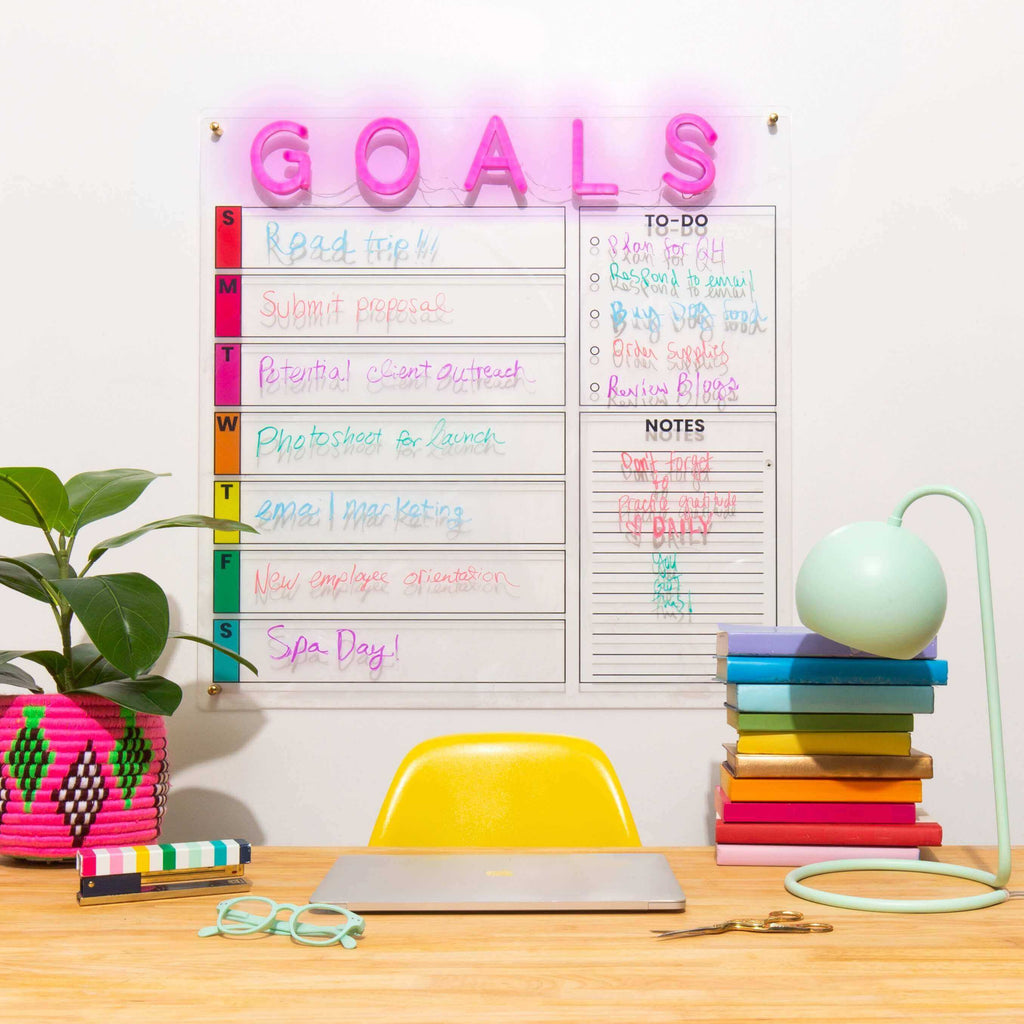 GOALS - The original New Neon®️ acrylic dry erase calendar