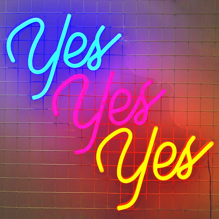 Yes Yes Yes - LED Neon Sign - Blue - Pink - Orange – Brite Lite Tribe