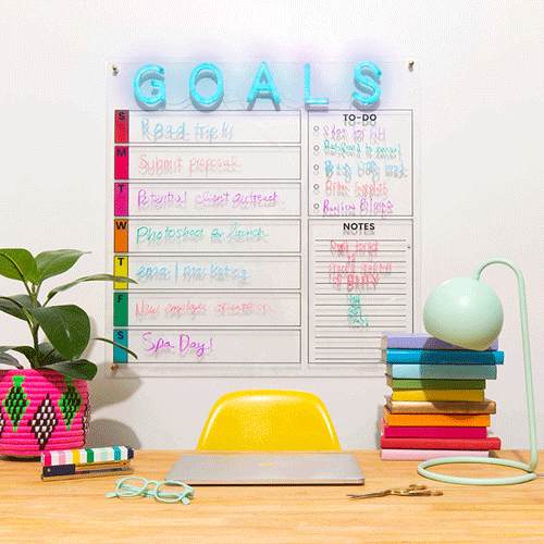 GOALS - The original New Neon®️ acrylic dry erase calendar (4615592968297)